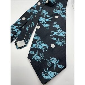 Superba Vintage Paul Revere Midnight Ride Tie Black Blue Polyester Novelty Print